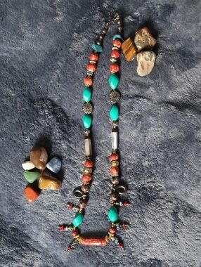 Vintage Necklace Styled Similarly To Southwest Or Tibetian Jewerly.